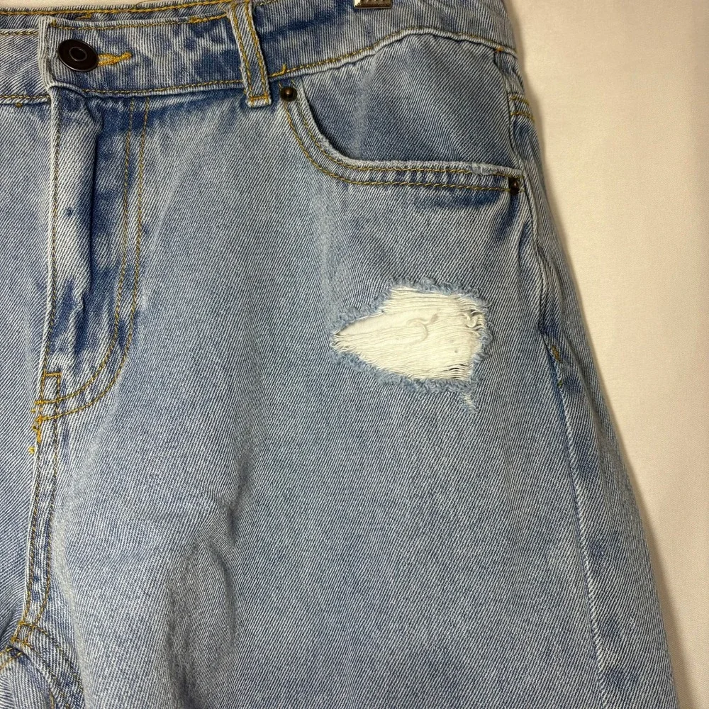 Future Collective Alani Noelle Distressed Denim Bermuda Shorts Light‎ Wash 10